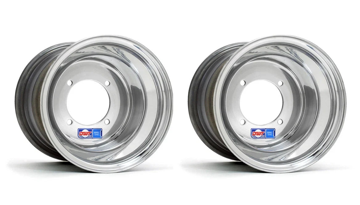 Set of 2 DWT Polished Rear Wheels Rims 8x8 4/110 4/130 for Honda ATC 110 (1979–1985)