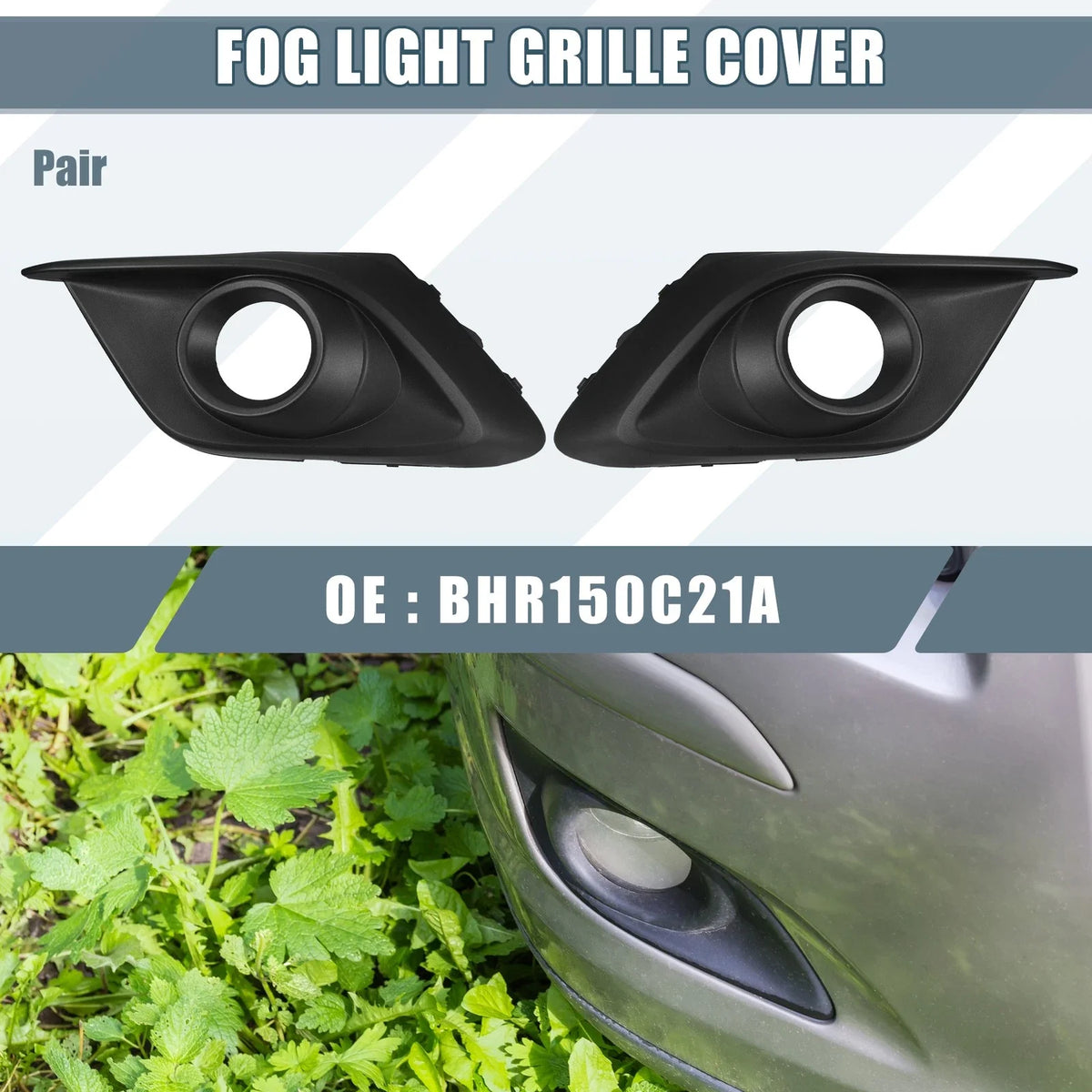 Pair Fog Light Grille Cover Trim for Mazda 3 (2014–2016)