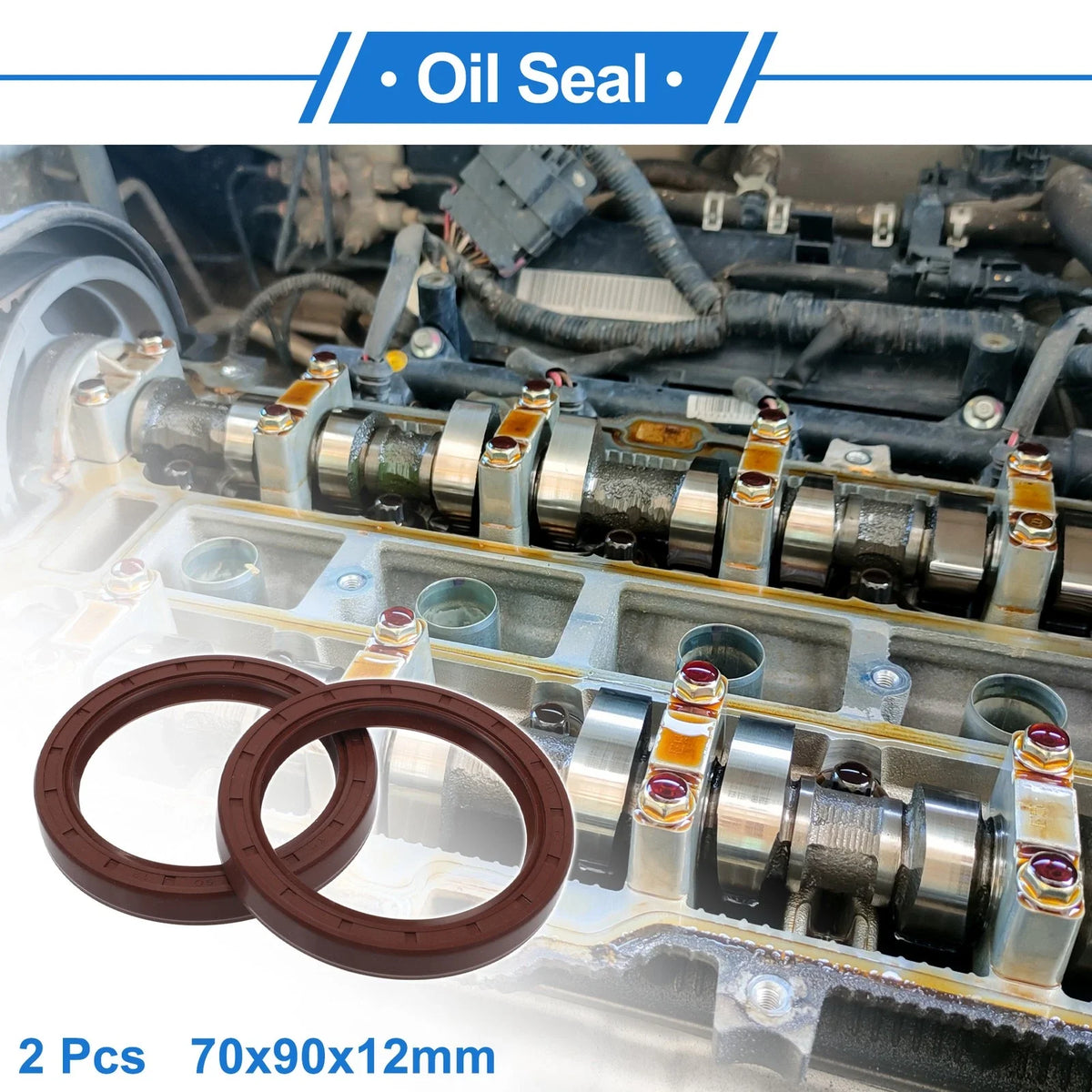2X Oil Seal Rotary Shaft Seal FKM Rubber 70x90x12mm for Various Models