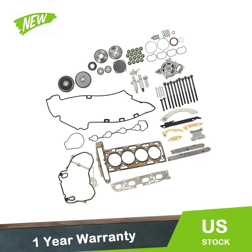 Timing Chain Gear Kit with Head Gaskets & Bolts for GM 2.0L 2.4L Ecotec