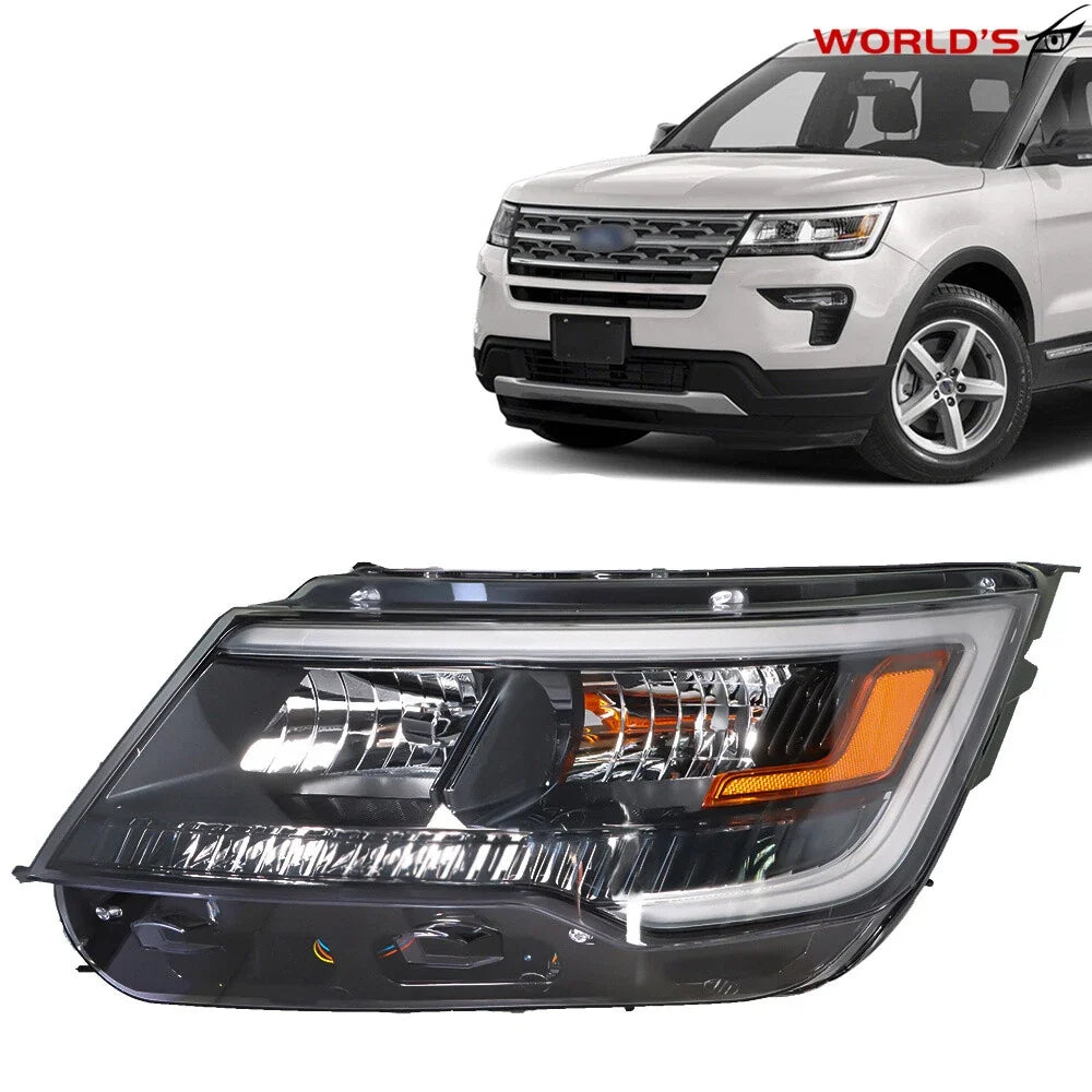 Halogen LED DRL Headlights for Ford Explorer Sport (2016–2018) Black Housing