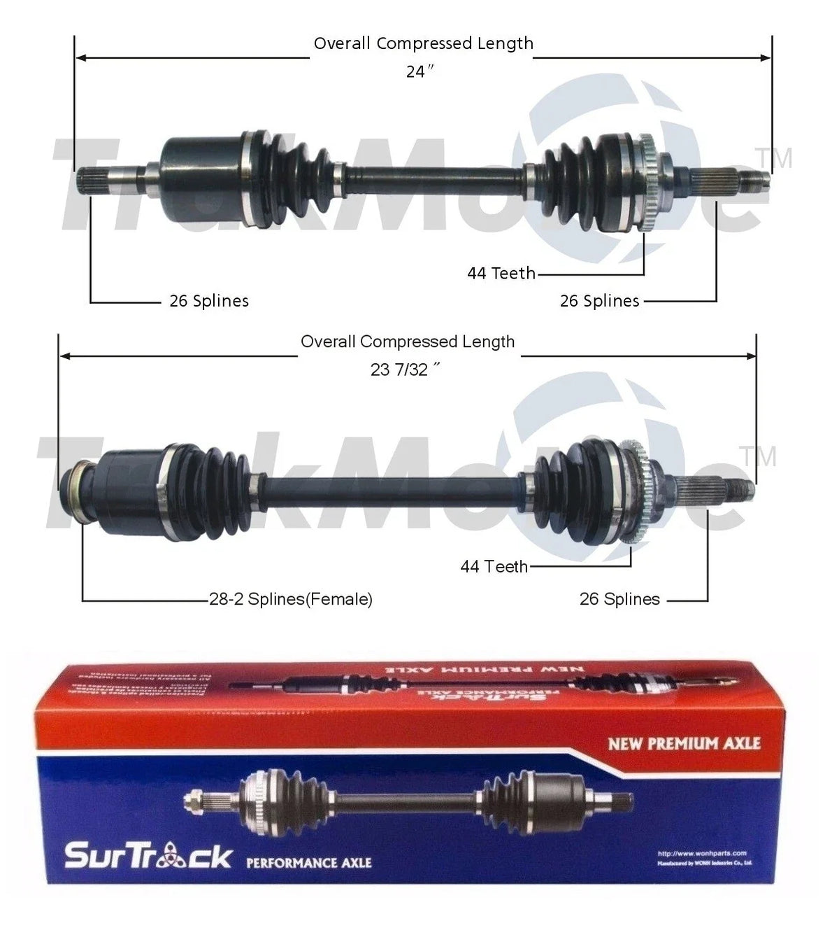 Set of 2 Front CV Axle Shafts for Mazda Protege5 (2001–2003)
