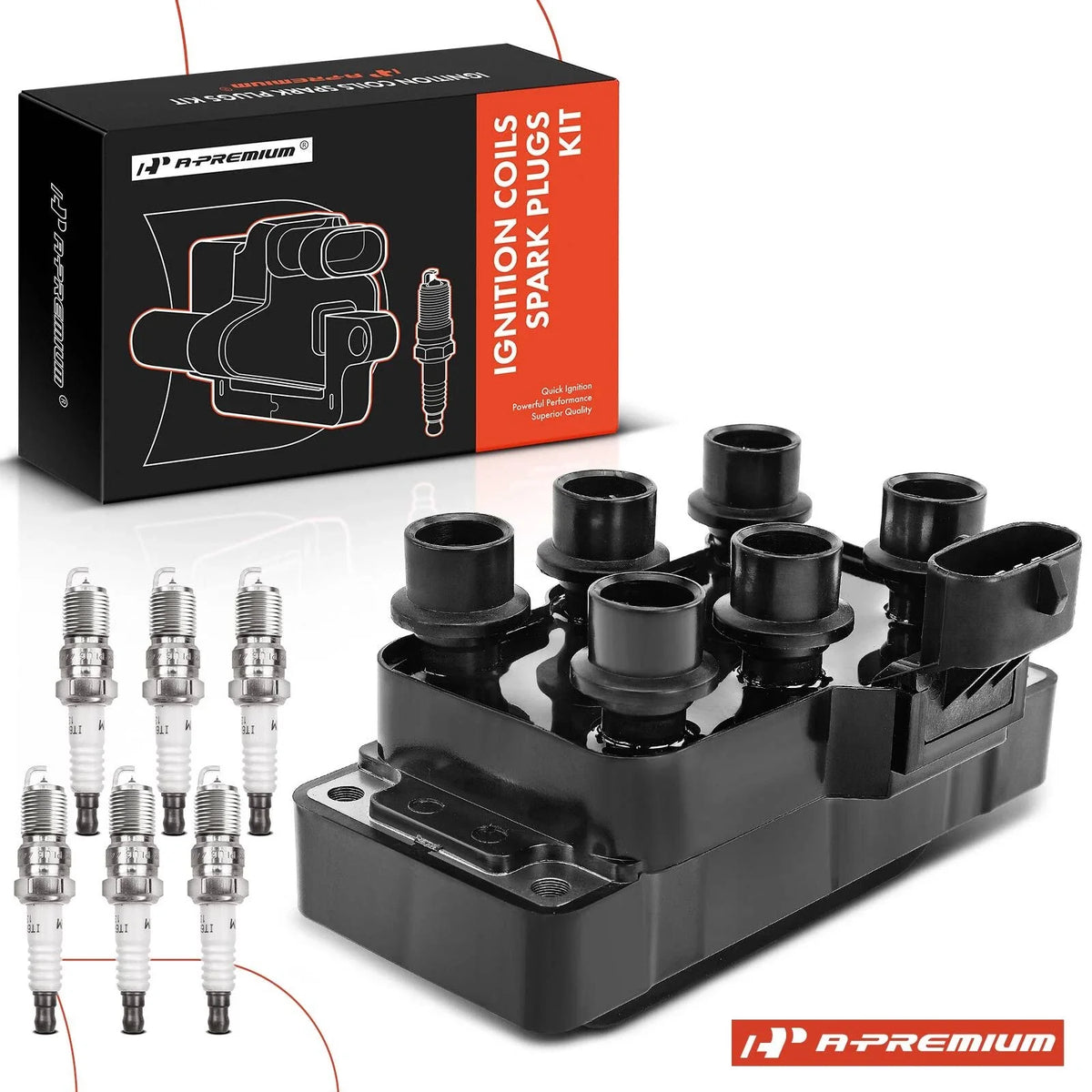 1x Ignition Coil & 6x Iridium Spark Plugs for Ford Taurus (1996–2000)
