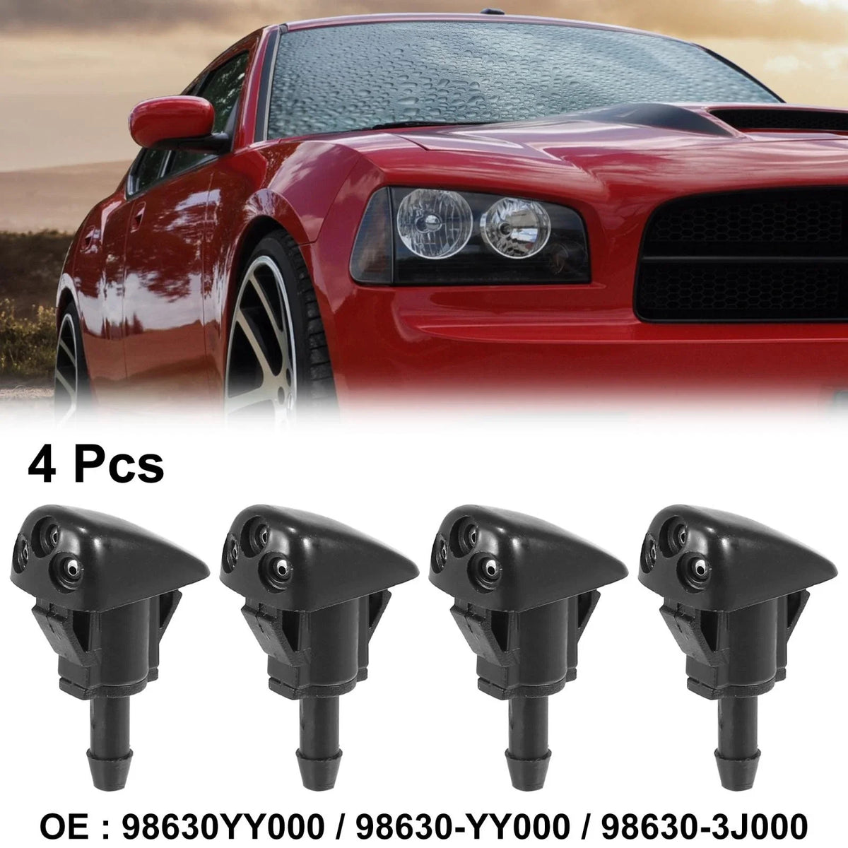 Set of 4 Front Windshield Washer Nozzles for Hyundai Tiburon Elantra (2001–2006) 98630YY000