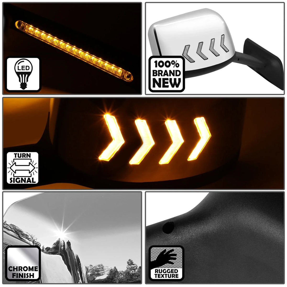 Set of 2 Arrow LED Sequential Signal Hood Mirrors for International MV HV LT (2018–2022)