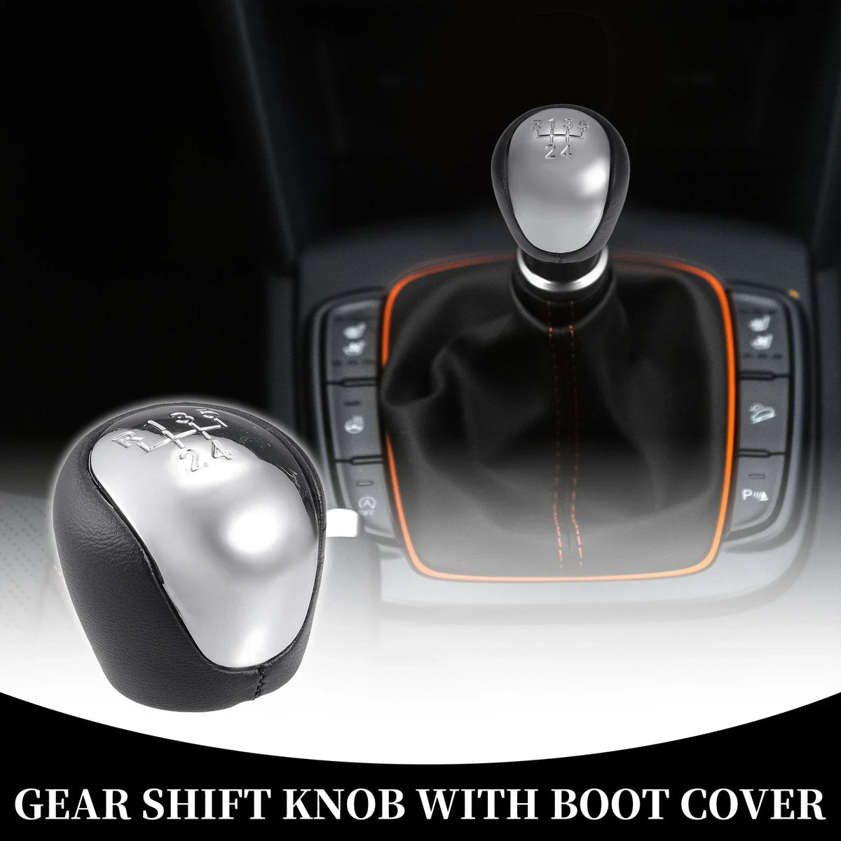 5 Speed Manual Gear Shift Knob for Kia Forte (2008–2013) Faux Leather Black