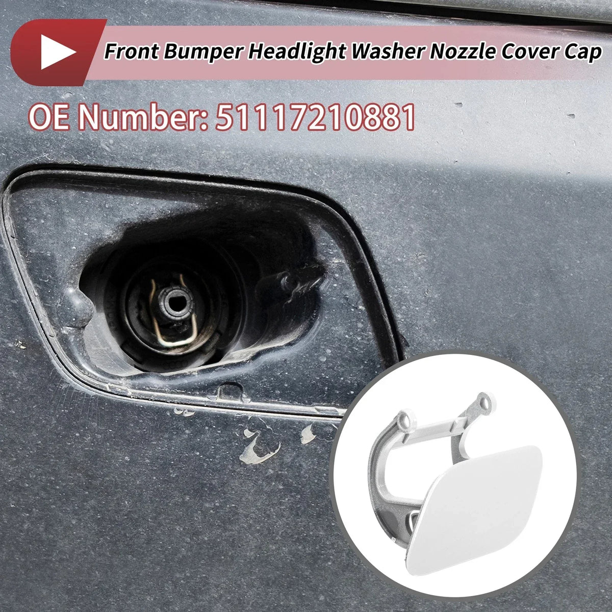 Front Left Cap for Washer Nozzle - BMW 740i (2011-2015) in White