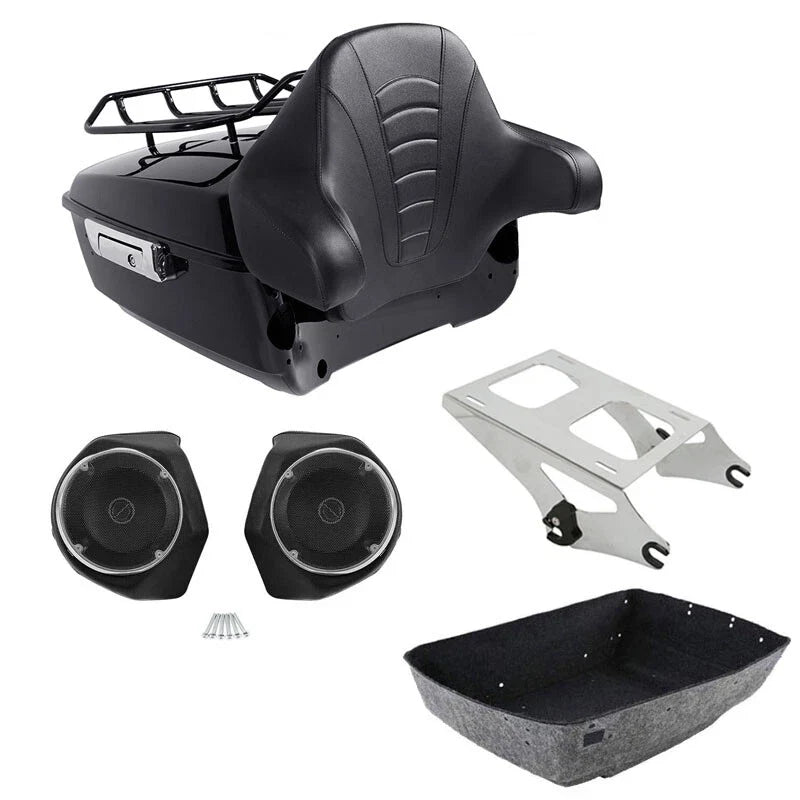 Trunk Mount Rack Pad Speakers for Harley Road Glide Touring 2014-2026
