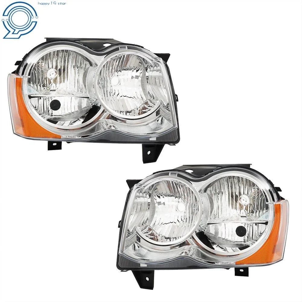 2008–2010 Jeep Grand Cherokee Halogen Headlights Left+Right Side