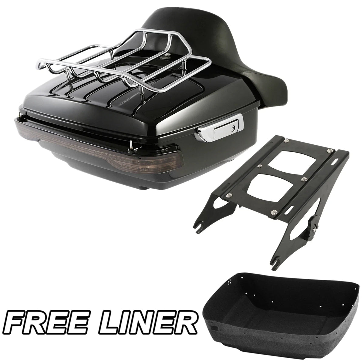 Mount Rack with LED Tail Light and Trunk Pad for Harley Road Glide 2014-2025