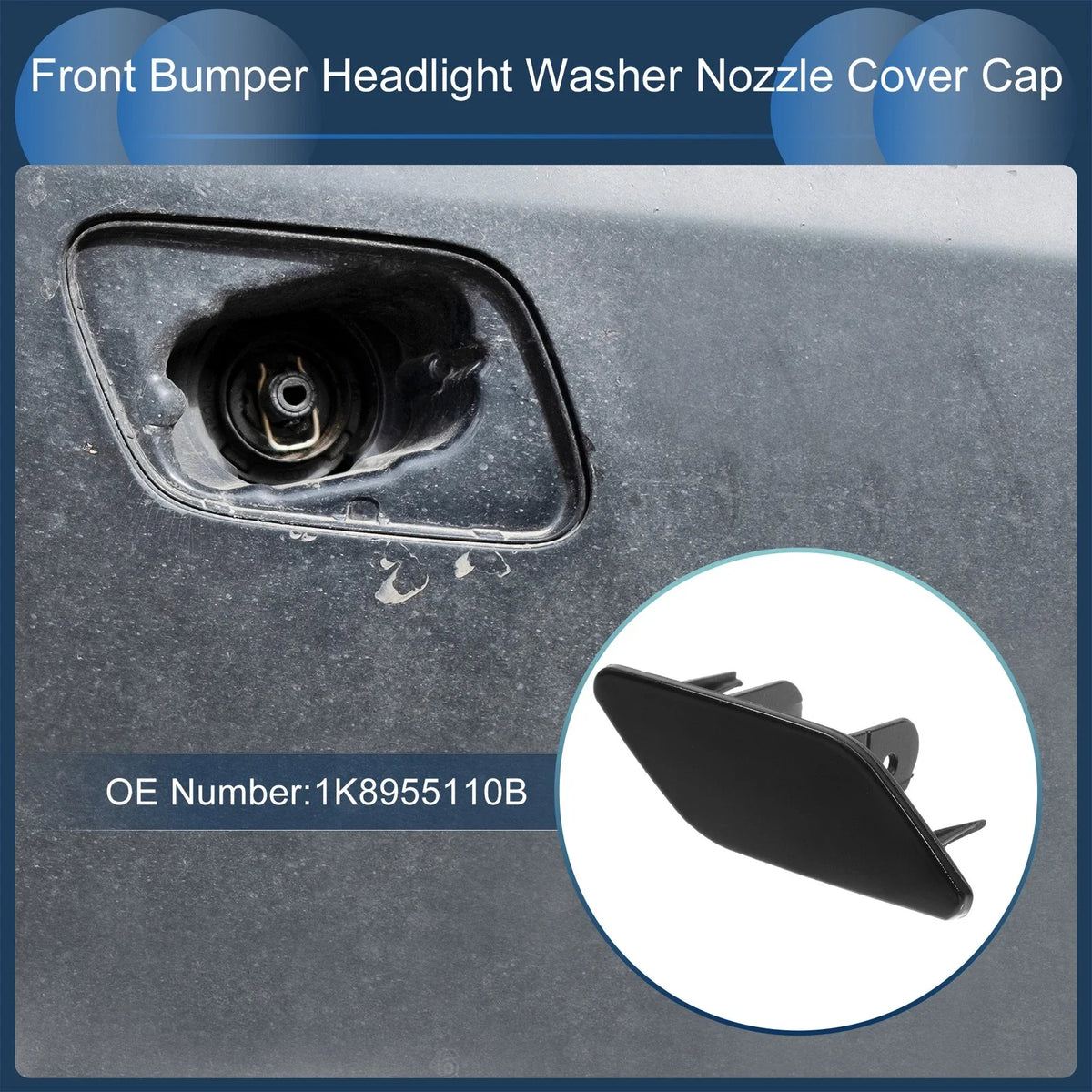 Front Right Washer Nozzle Cover Cap for Volkswagen Scirocco (2009–2014) Black