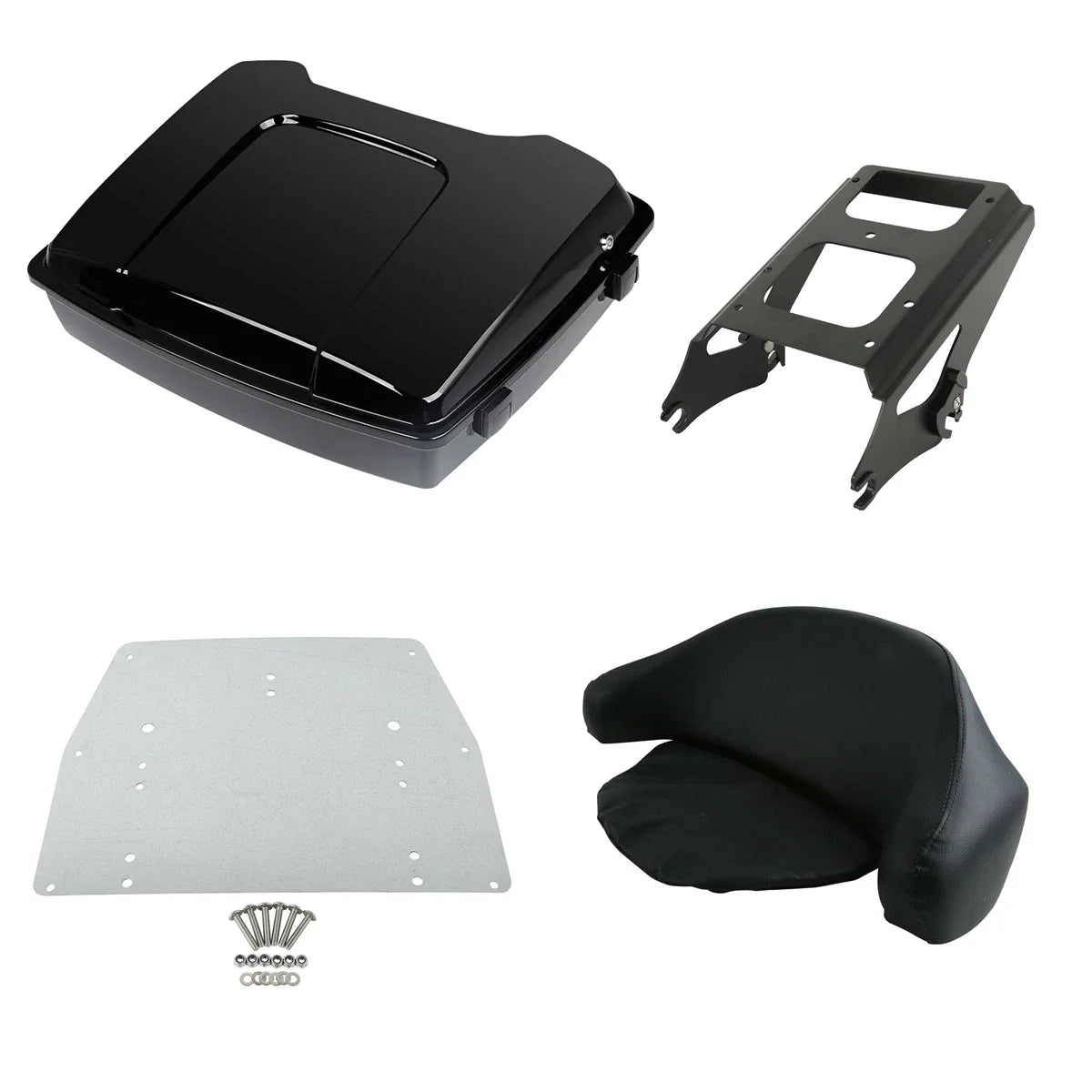 Black Razor Trunk Backrest Rack Plate for 2009-2013 Harley Road Glide