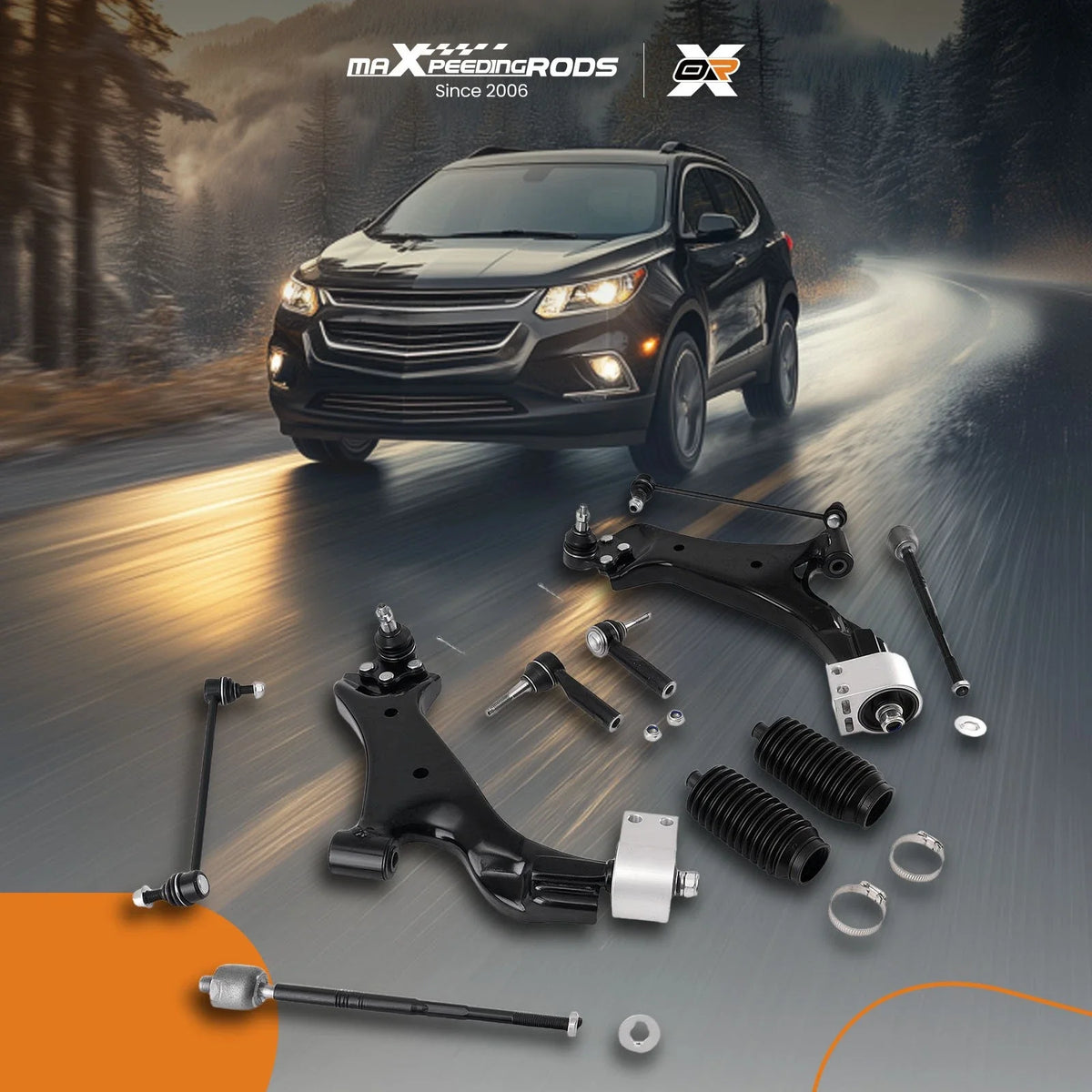 Front Lower Control Arms Tie Rods Kit for Chevy Equinox GMC Terrain (2010–2017)