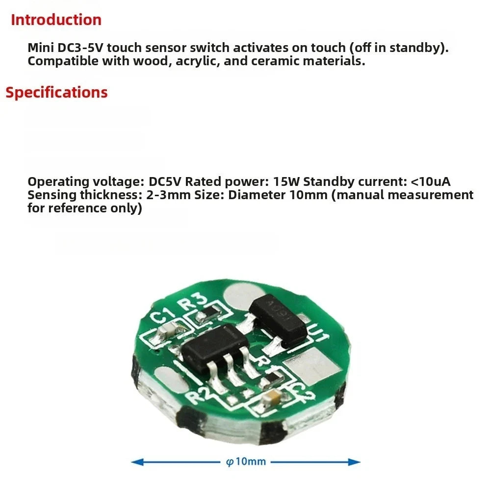 Touch Switch for DC5V Mirror Light (10mm, Normally Open)