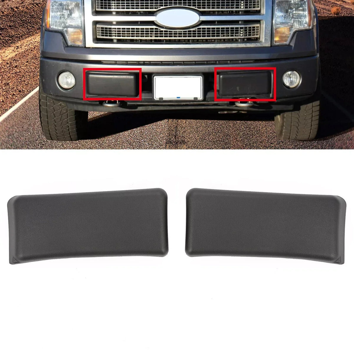 Front Bumper Caps Inserts Pads Guards LH+RH Pair for Ford F150 2009-2014