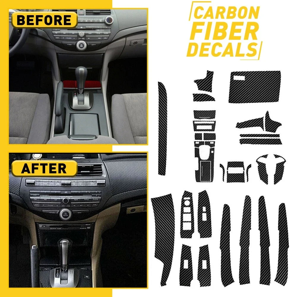 3D Carbon Fiber Interior Trim for Honda Accord 2008–2012