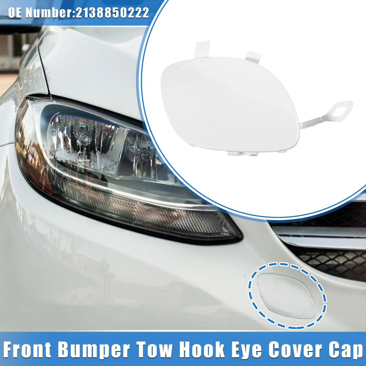 Tow Hook Eye Hole Cap for Mercedes-Benz E400 (2017–2018) White