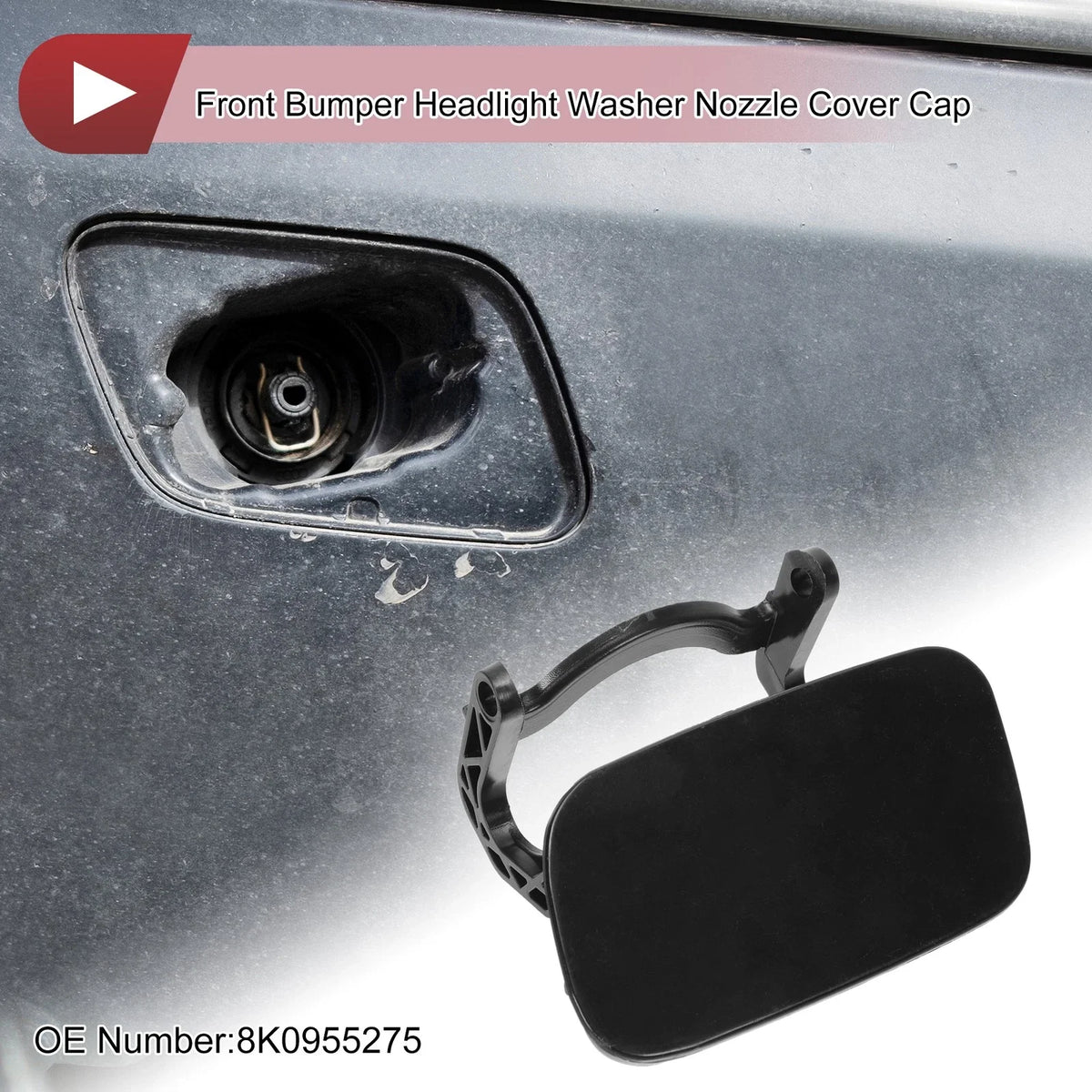 Front Left Washer Nozzle Cover Cap for Audi A4 (2013–2016) 8K0955101B Black