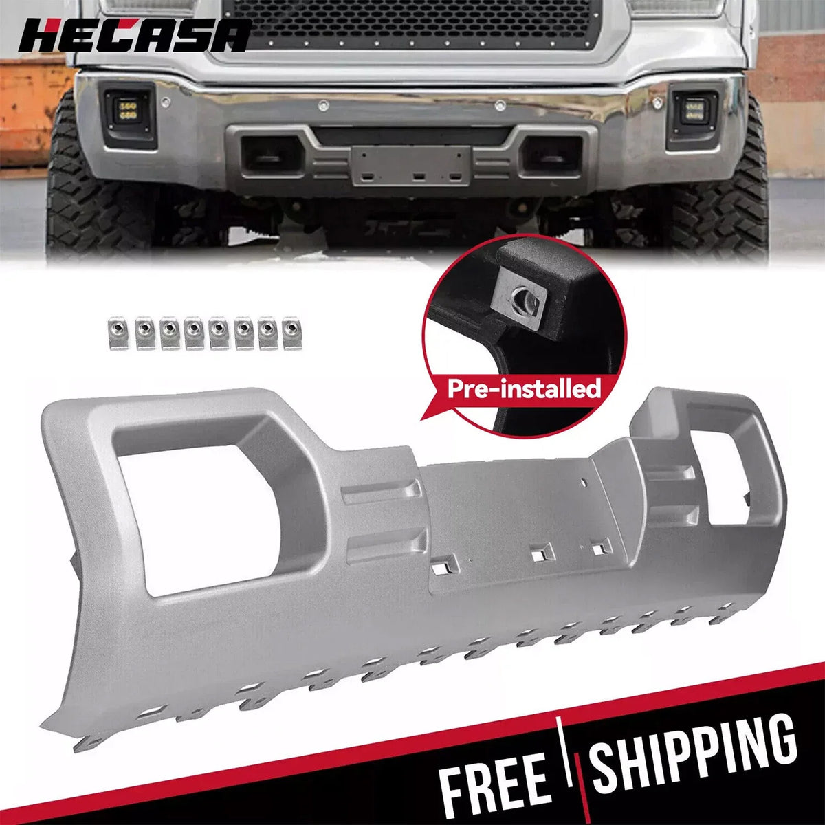 Lower Front Bumper Valance Panel Skid Plate for 2014-2015 GMC Sierra 1500
