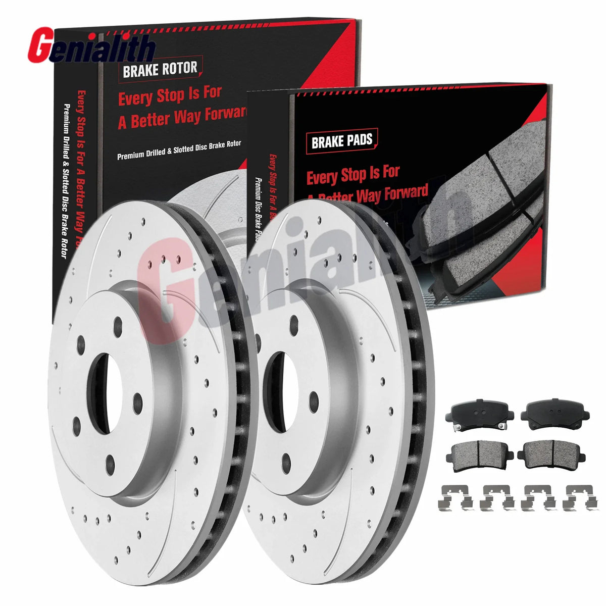 Rear Brake Pads with Drilled Rotors for Chevy Impala Malibu 2000-2023