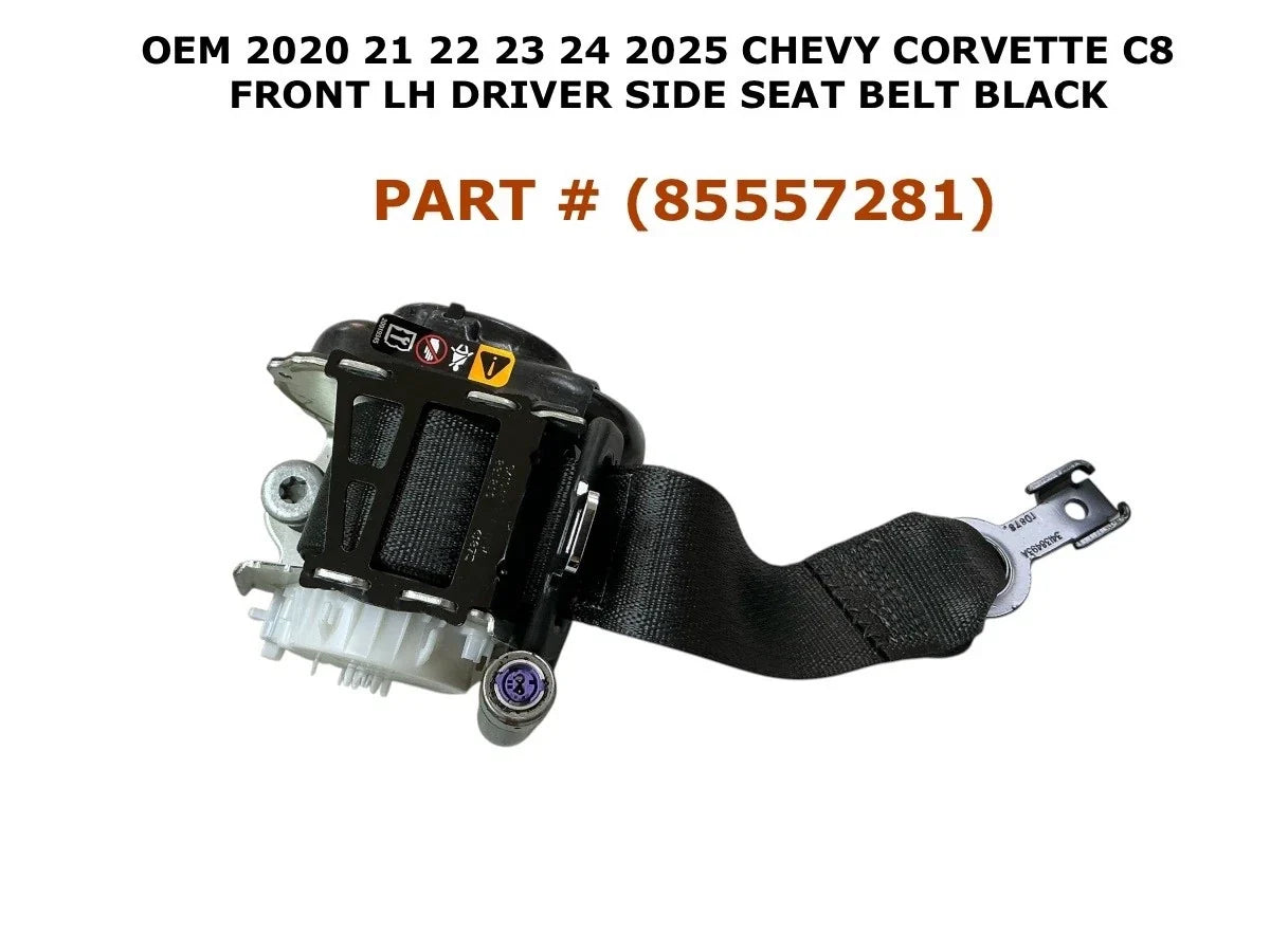 Front Left Black Seat Belt for Chevy Corvette C8 (2020–2025) 85557281