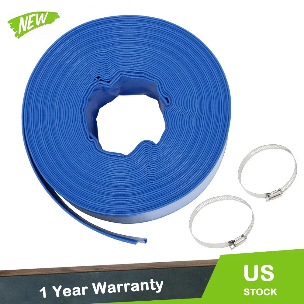 3" x 100 Ft Blue PVC Lay Flat Hose for Various Applications