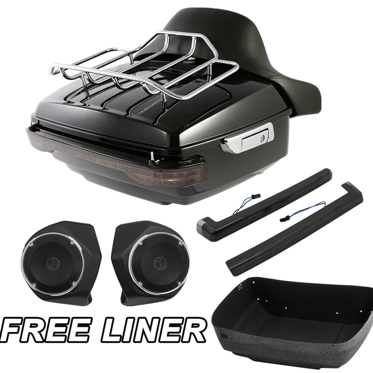 Trunk Pad Speakers with LED Light for Harley Electra Glide 2014-2025