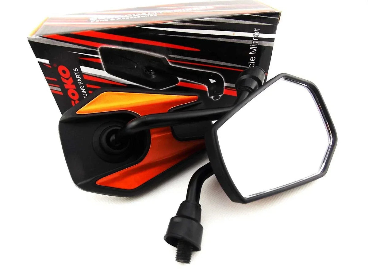 Black Orange Hex Soko Mirrors for VT250C Shadow 1994-2003 Honda