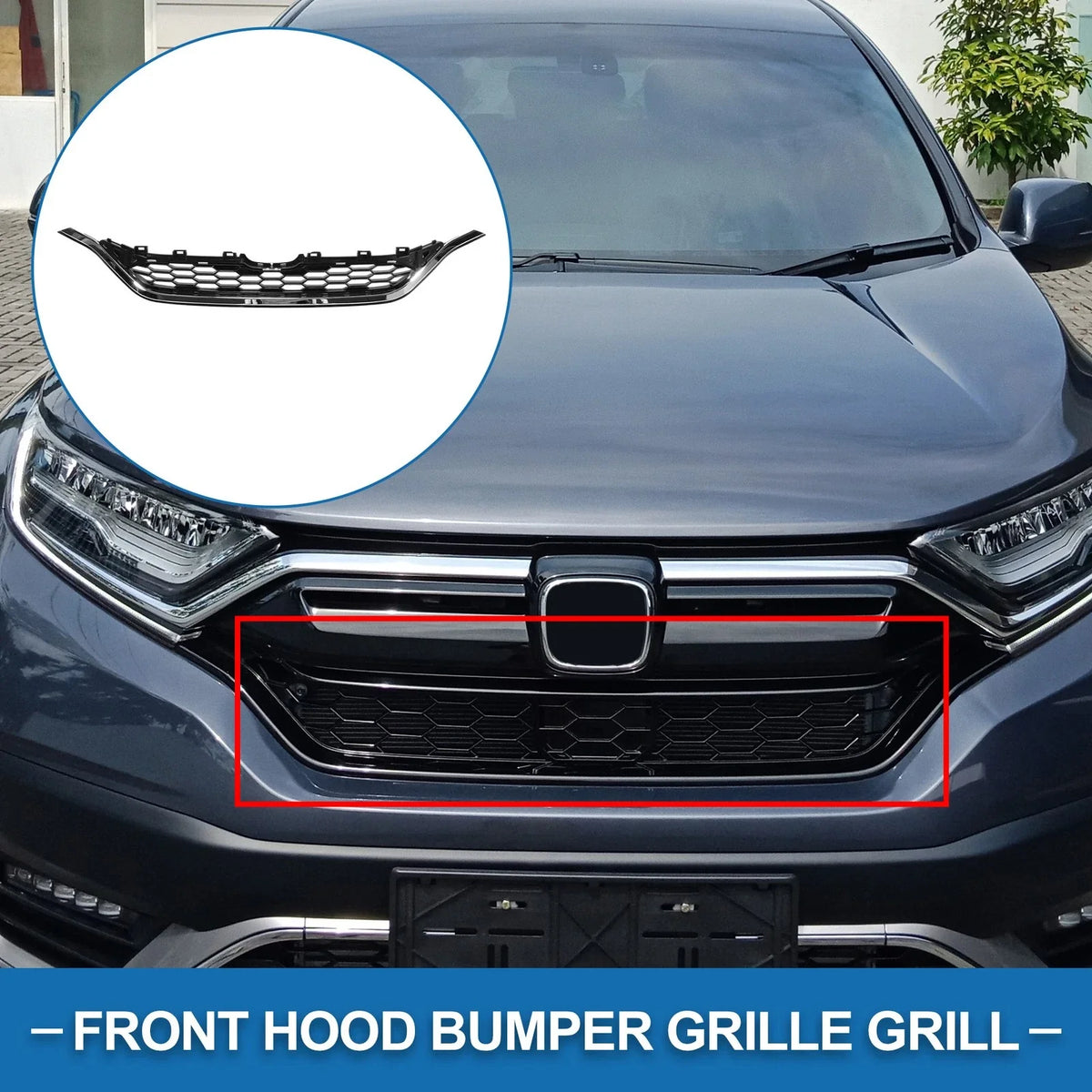 Front Hood Bumper Grille for Honda CR-V (2015) Chrome Silver Black