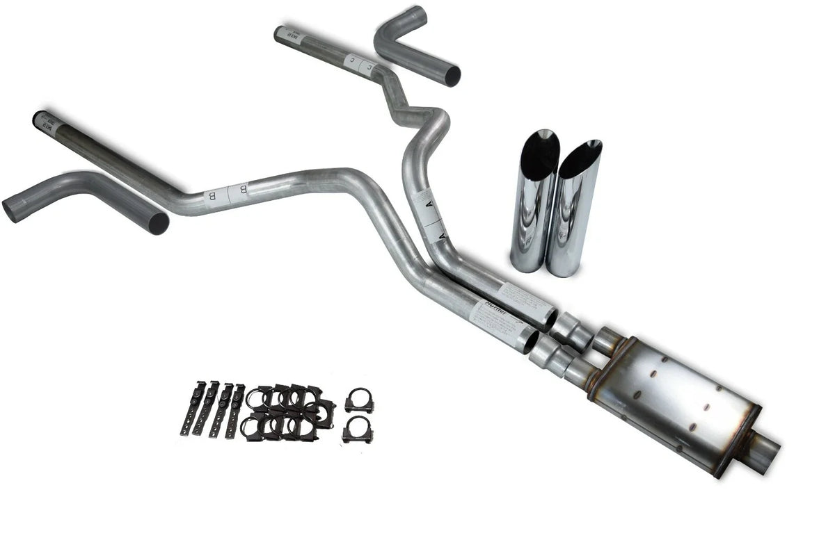 3" Dual Exhaust Kit for Chevy GMC 1500 (1999–2006) - Side Exit, Slash Tip