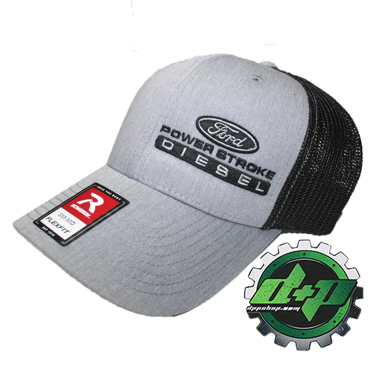 Gray Denim Black Mesh Trucker Hat for Ford Powerstroke