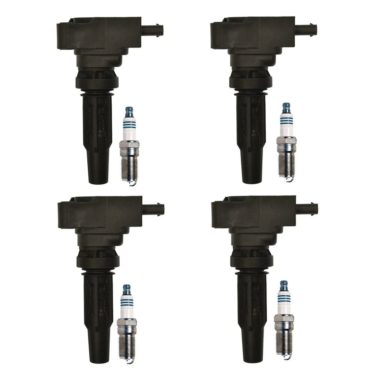 Set of 4 Ignition Coils & Iridium Spark Plugs for Bronco Sport, Transit Connect