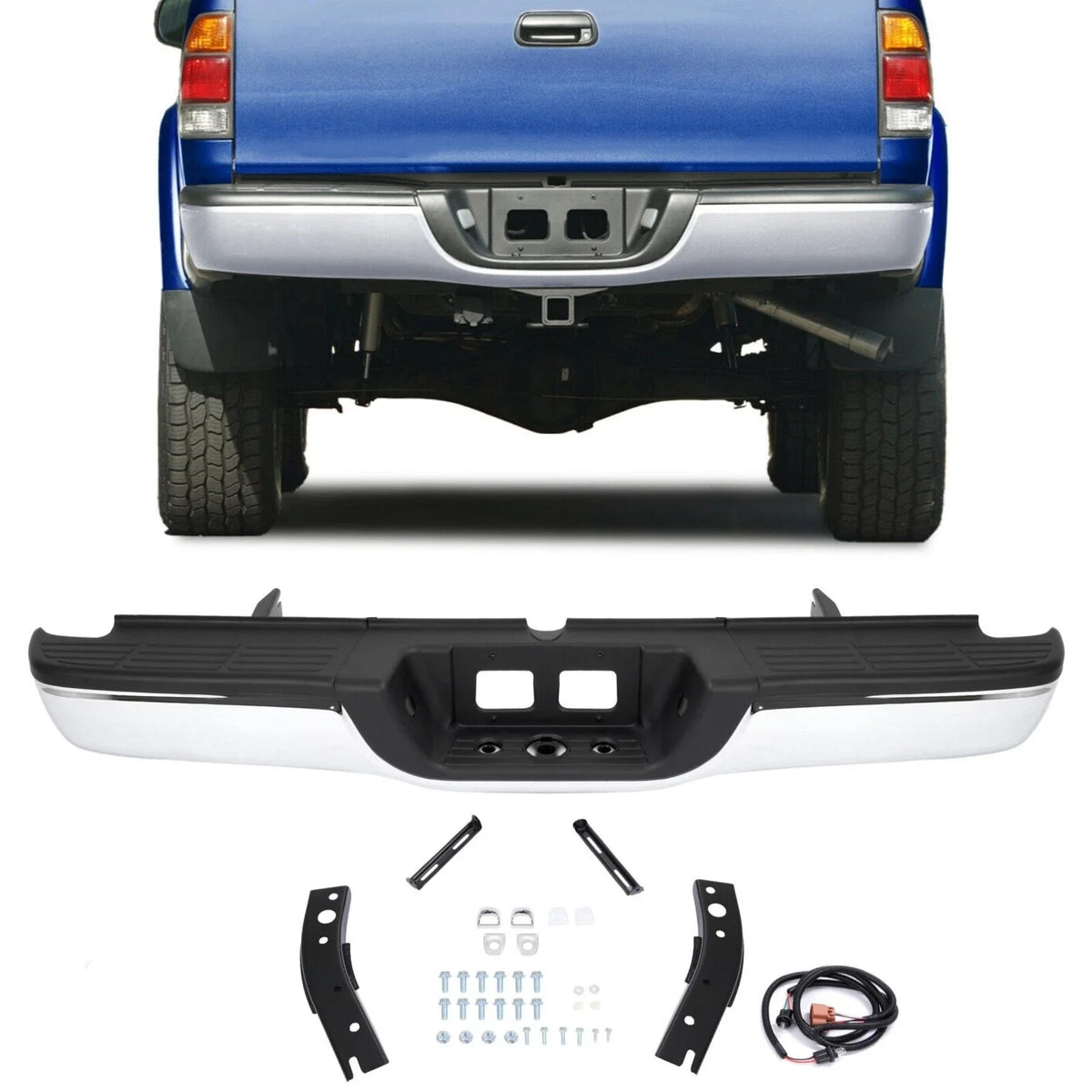 Chrome Rear Step Bumper Assembly for Toyota Tundra (2000–2006)