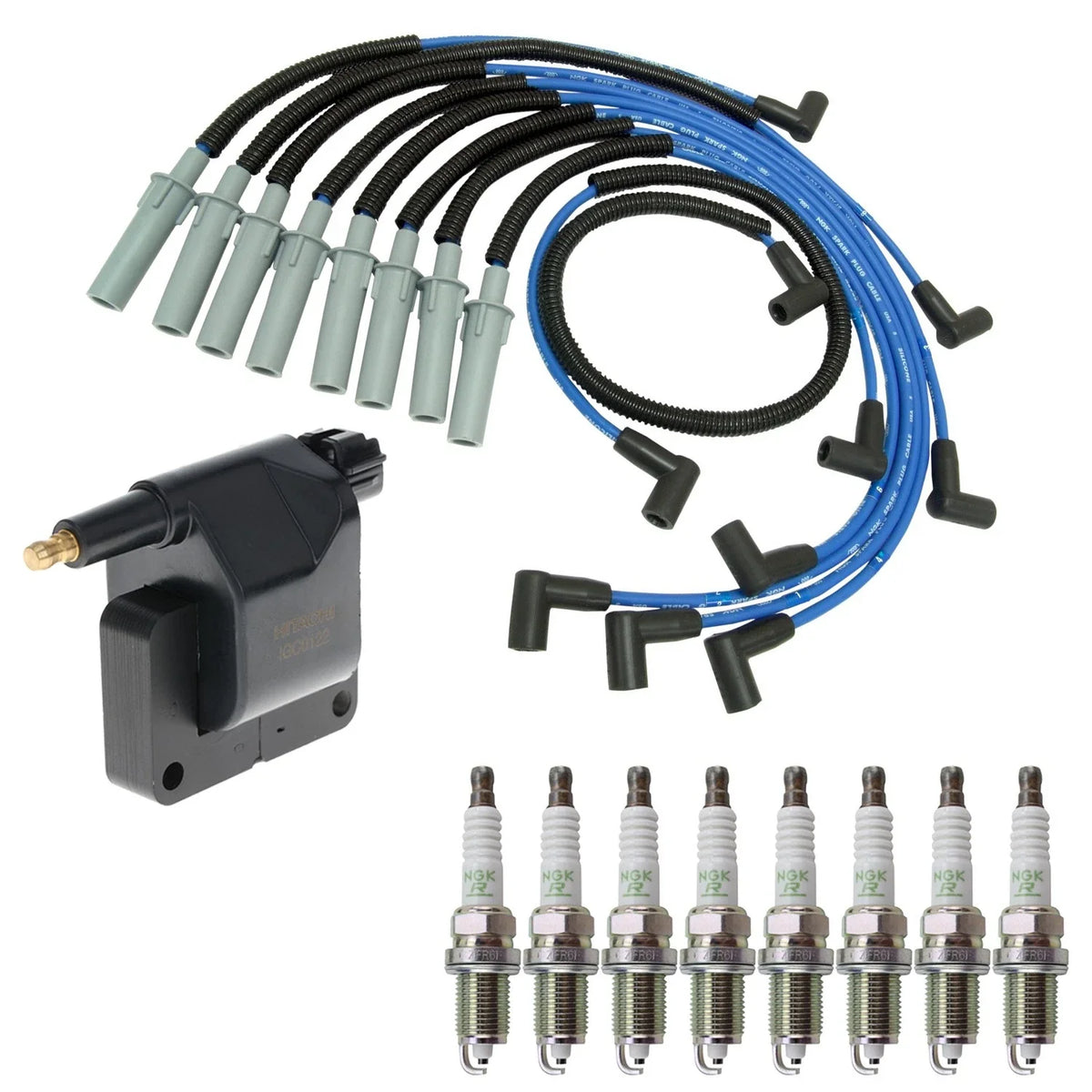 Set of 8 Hitachi Ignition Coils & NGK V-Power Spark Plugs for Ram 2500