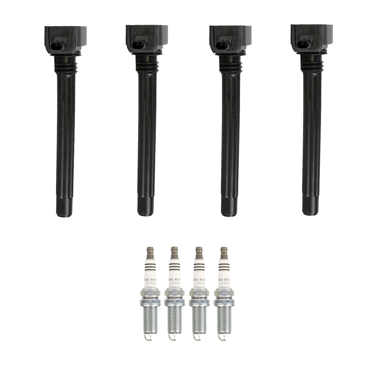 Set of 4 Ignition Coils & NGK Ruthenium Spark Plugs for Cherokee Dart (2013–2016)