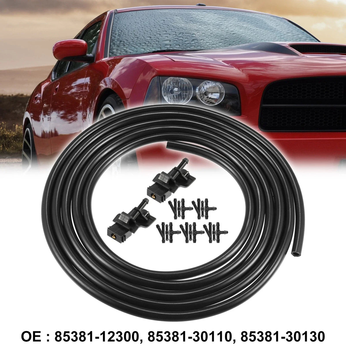 2X Windshield Washer Nozzle & 2.5m Hose Kit for Toyota Scion 85381-12300
