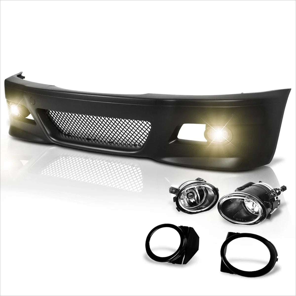 Front Bumper Cover Lower Lip with Grille & Fog Light for BMW E46 3-Series (1999–2006)