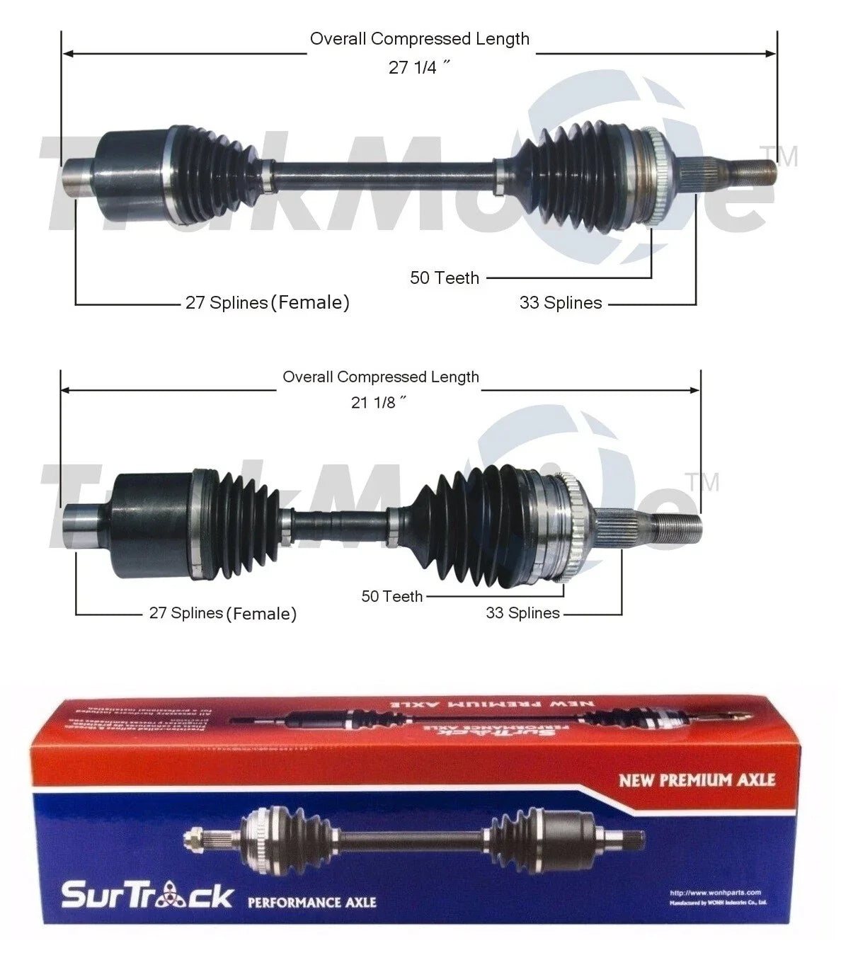 Set of 2 Front CV Axle Shafts for Chrysler Dodge Eagle (Std Asp)