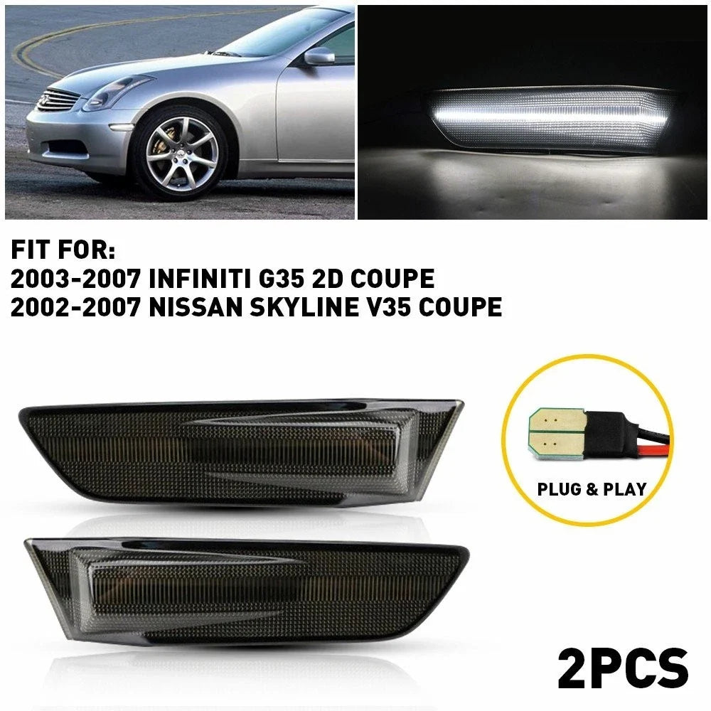 White LED Front Bumper Side Marker Light for Infiniti G35 Coupe (2003–2007)