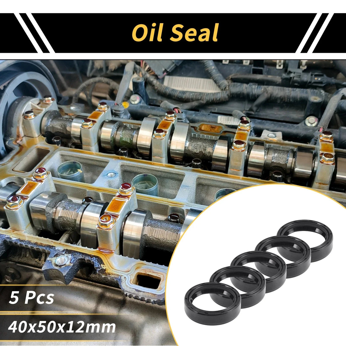 Set of 5 Oil Seal Rotary Shaft Seal NBR Rubber 40x50x12mm