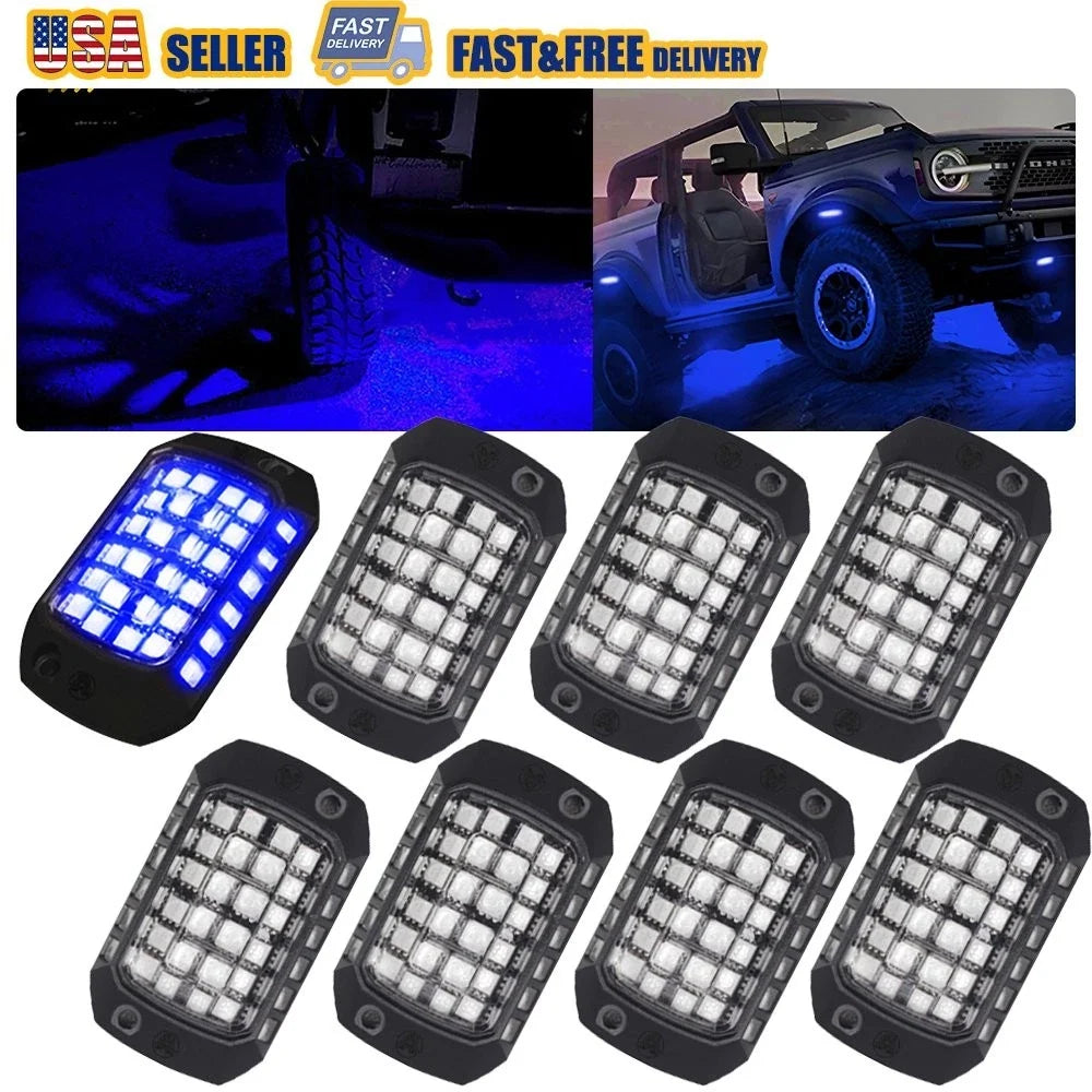 8x LED Neon Underbody Wheel Underglow Light Kit for Ford Truck