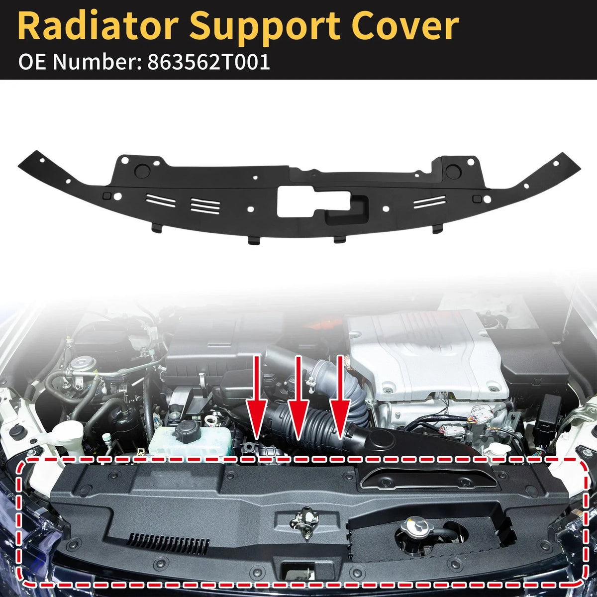 Radiator Support Cover for Kia Optima (2011–2015) No. 863562T001 ABS Black