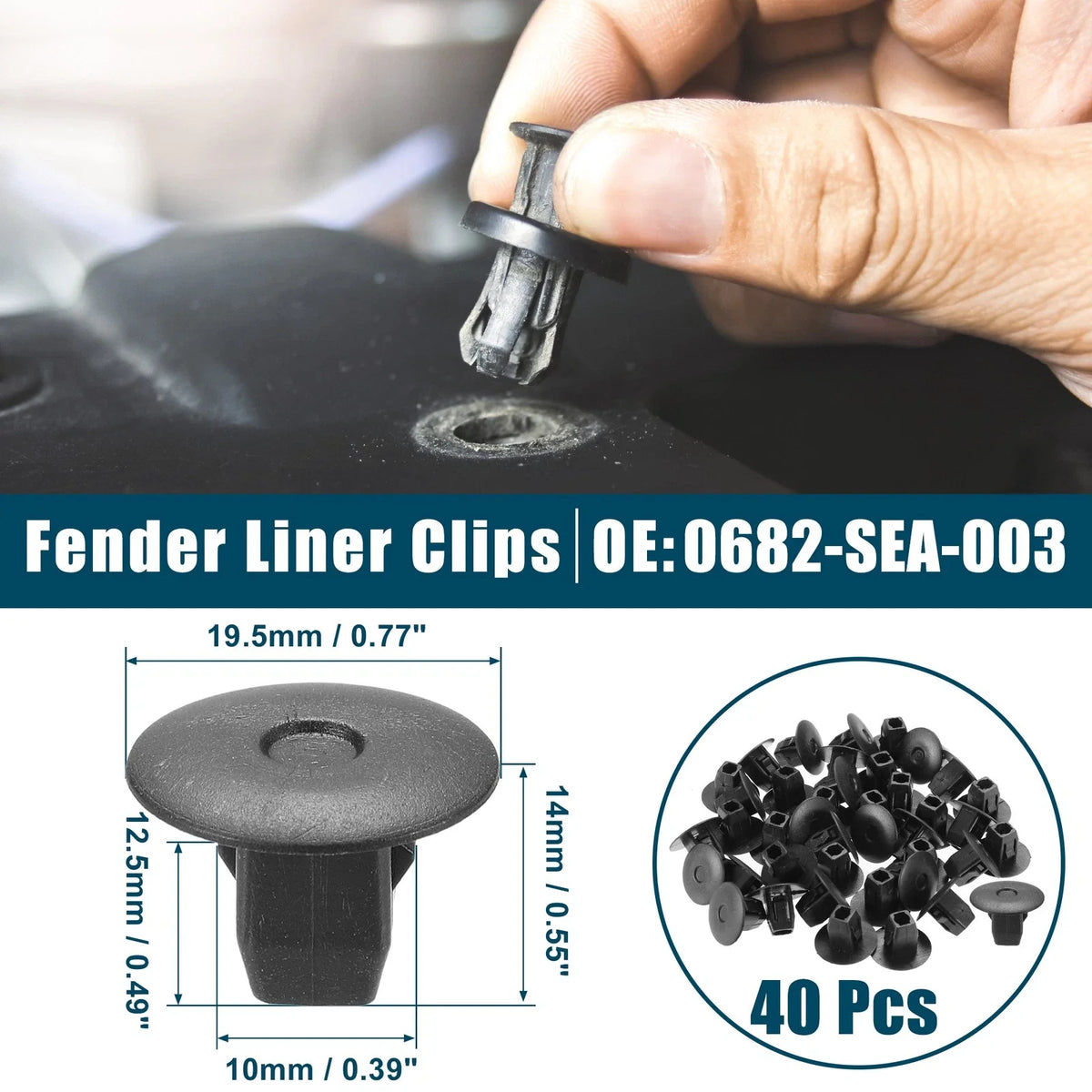 Set of 40 Fender Liner Clips for Honda Accord (No. 90682-SEA-003)