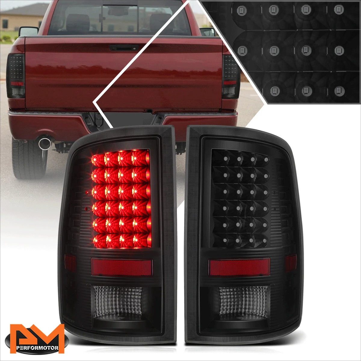 2X Tinted LED Tail Lights for Dodge Ram Pickup 2009–2017