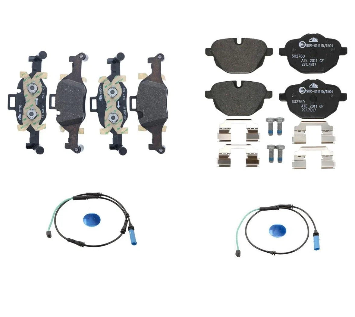 ATE Front and Rear Brake Pad Set and Sensors for BMW