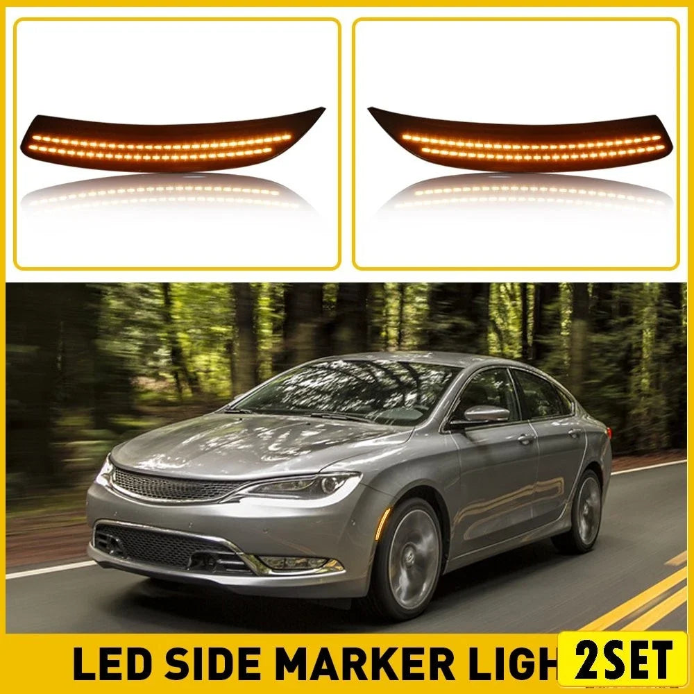 Set of 2 Amber LED Corner Front Side Marker Indicators for Chrysler 200 (2015–2017)