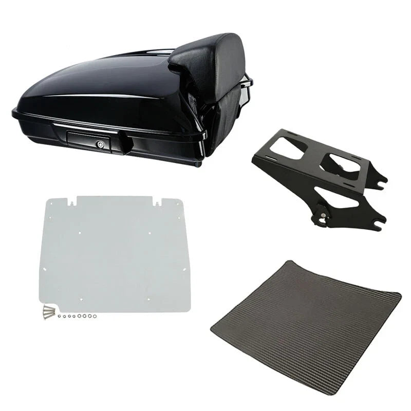 Black Razor Trunk Backrest Rack Plate for Harley Road Street Glide 2014-2026