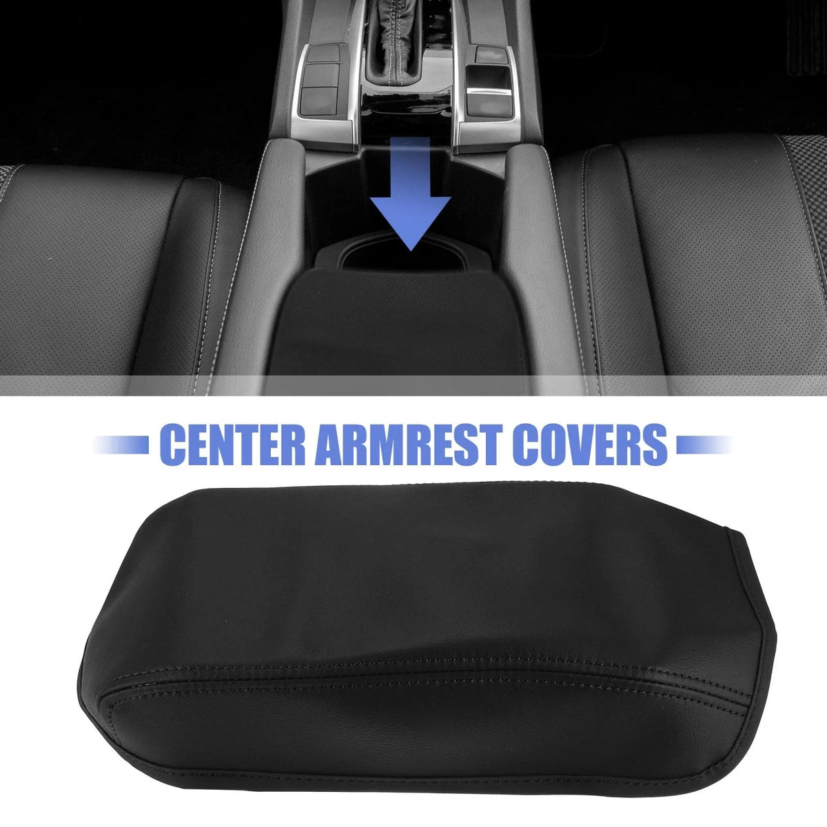 Microfiber Leather Armrest Cover Pad for Honda Civic (2012–2015) Black