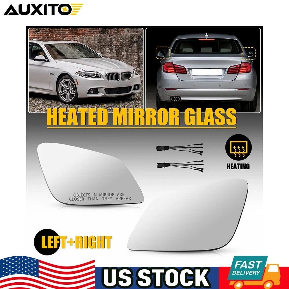 Heated Side Mirror Glass Pair for BMW 528i 535i 550i 640i 650i 740i (2011–2016)