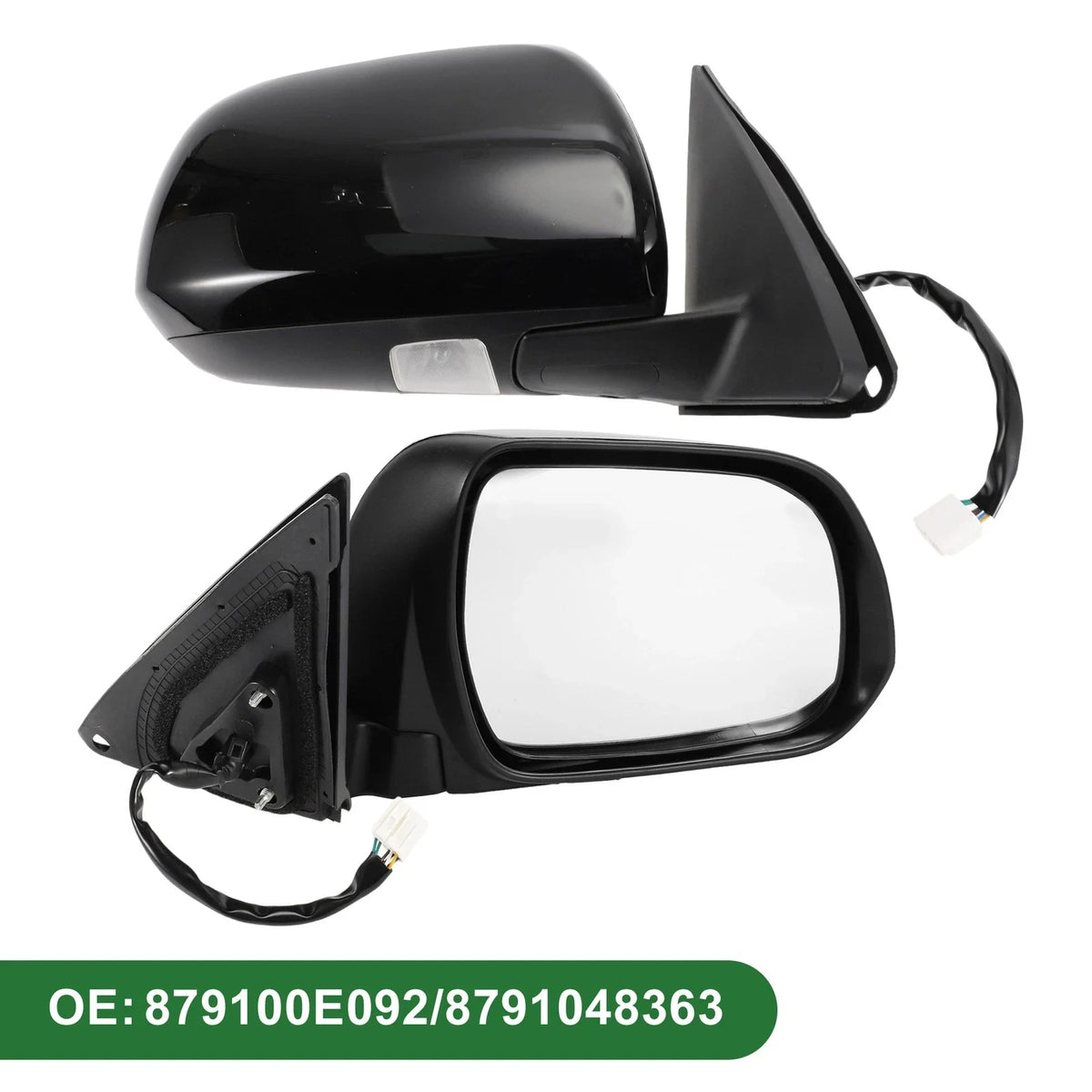 Right Side Door Mirror for Toyota Highlander (2008–2013) Manual Folding Gloss Black